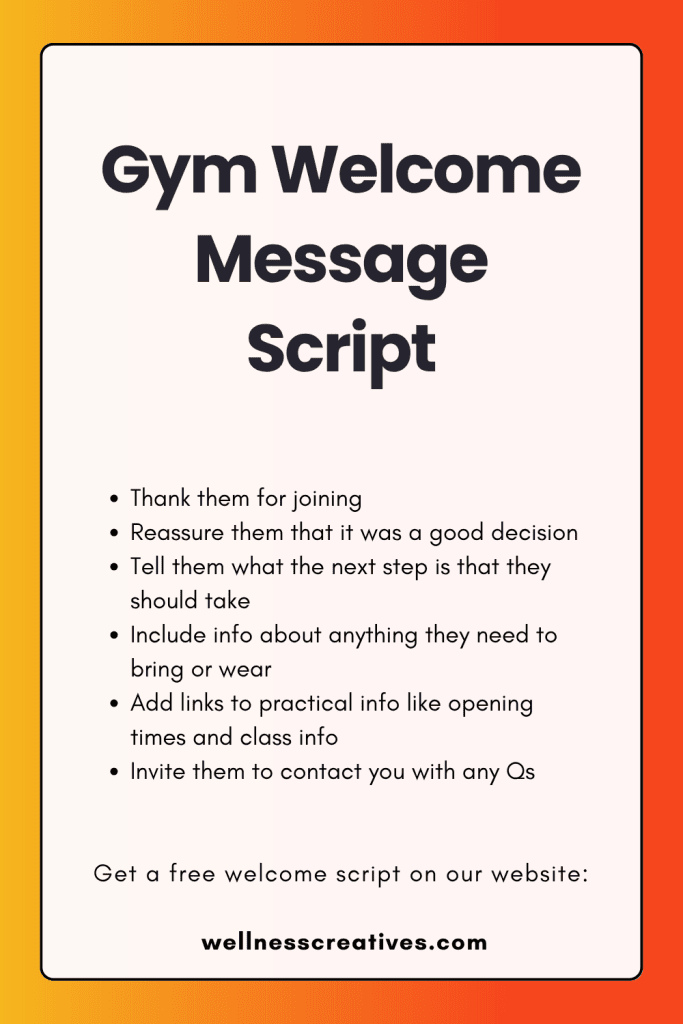 Gym Welcome Message Script Pinterest