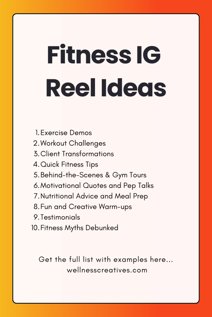List of Fitness Reel Ideas Pinterest