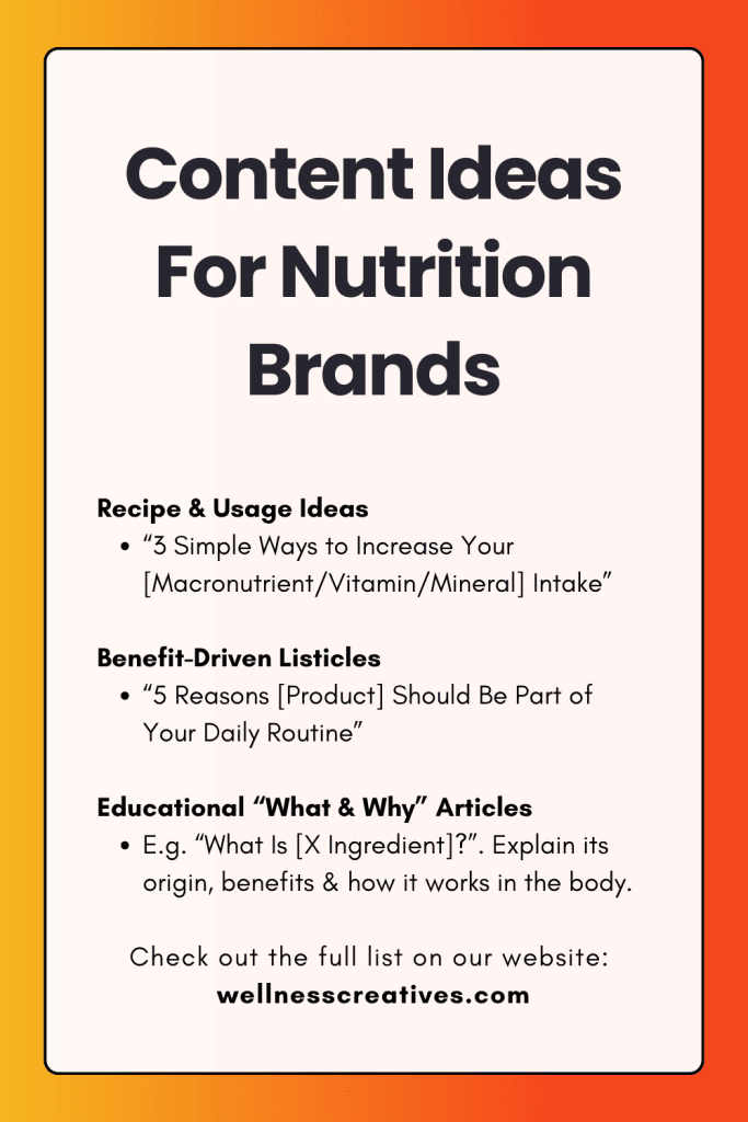 List Of Supplement Content Marketing Ideas Pinterest