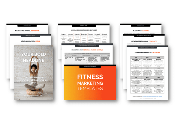 Fitness Marketing Templates Hero Showing Examples Of Content Included