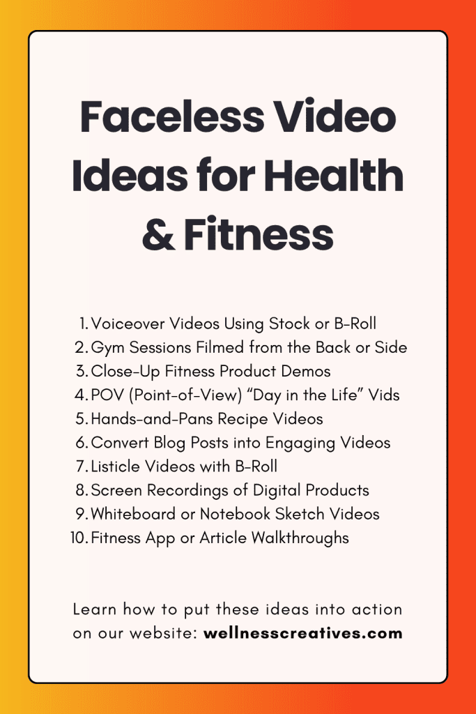List of Faceless Fitness Video Ideas Pinterest
